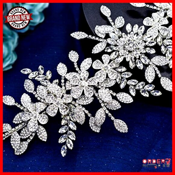 Vintage Rhinestone Bridal Headband with Alloy Leaf, 12.59 Inches main image 4